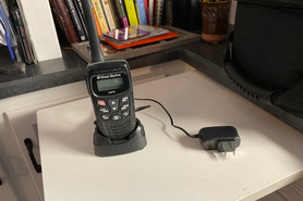 Image of 2 portable West Marine VHF75 handheld radios